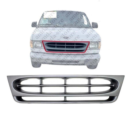 New Grille Assembly Silver Shell Insert For 1997-2004 FORD E-150 E-250 Front FO1200338