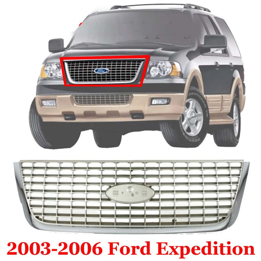 New Grille Chrome For 2003 2004 2005 06 Ford Expedition Front Plastic FO1200400