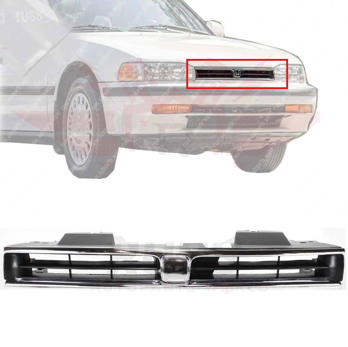 New Grille For 1992-1993 Honda Accord Chrome Shell with Black Insert Front HO1200120