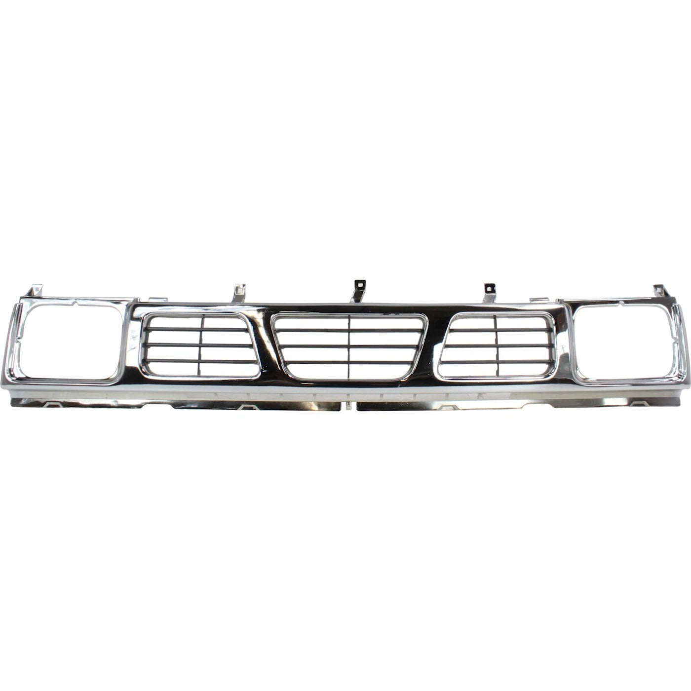 New Grille For 1993-1997 Nissan Pickup Chrome Shell with Gray Insert Plastic NI1200116