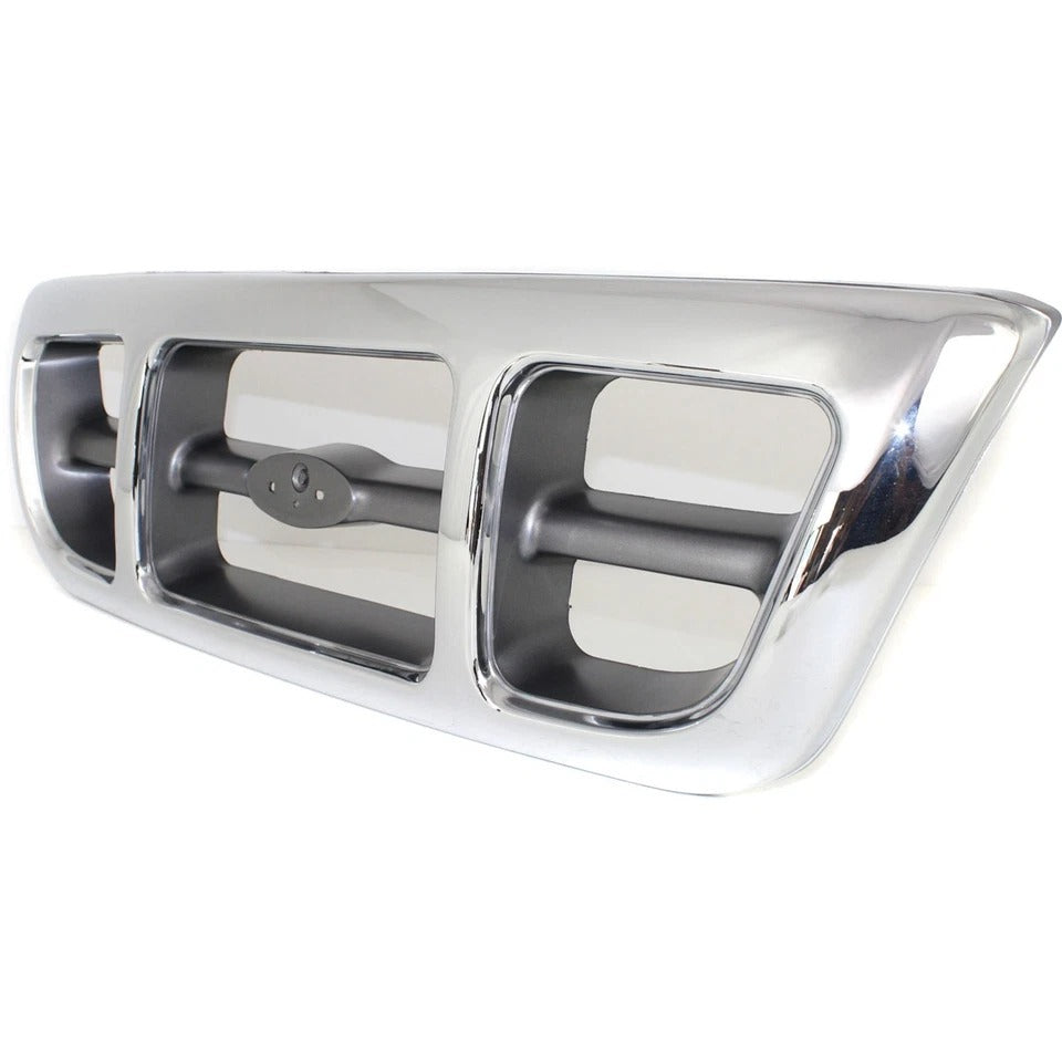 New Grille For 1998-2000 Ford Ranger Chrome Shell w/ Gray Insert Plastic FO1200341