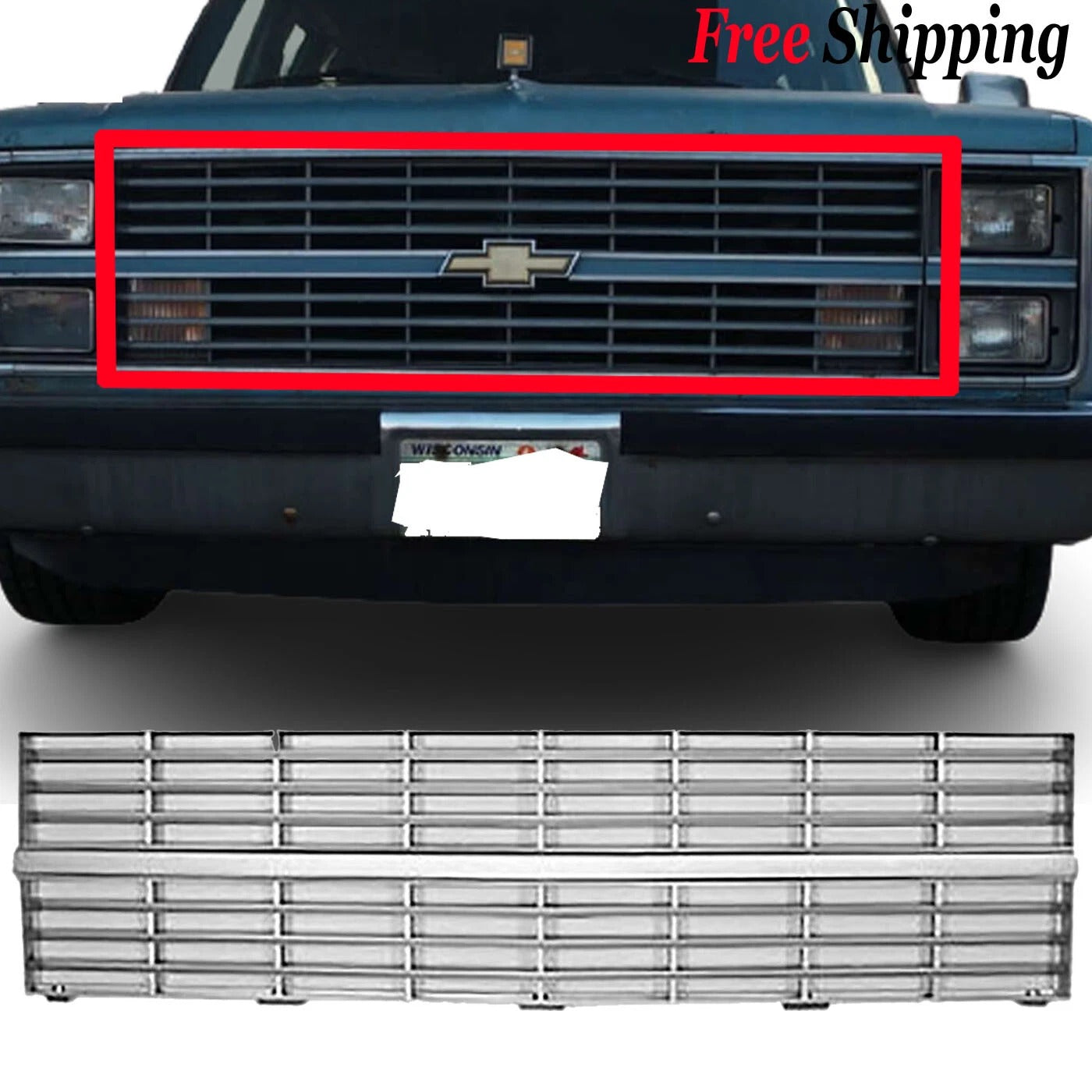 New Grille Light Silver Fits 1983-1984 Chevrolet C10 Suburban Front GM1200124