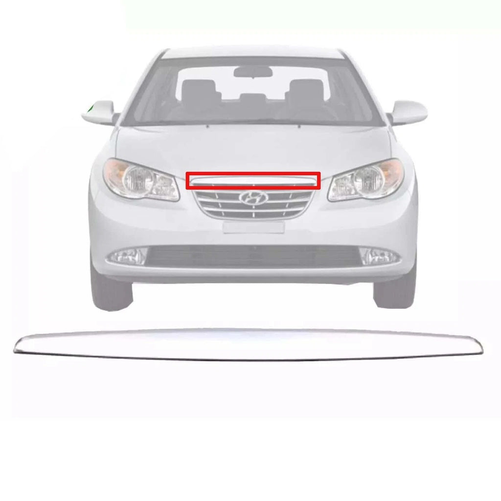 New Grille Molding Trim Fits 2010 Hyundai Elantra Front Upper Chrome HY1217101