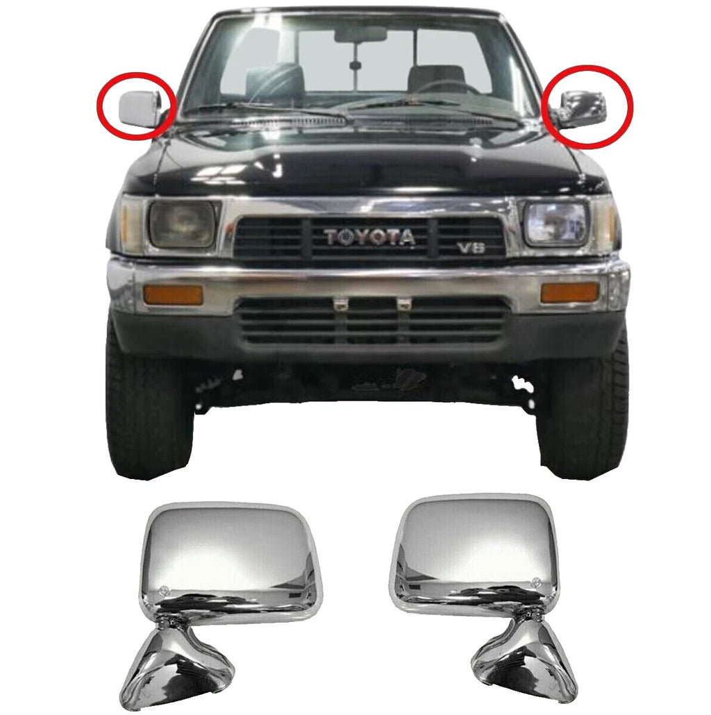For 1989-1995 Toyota Pickup Front Left And Right Manual Mirror Chrome Set of 2
