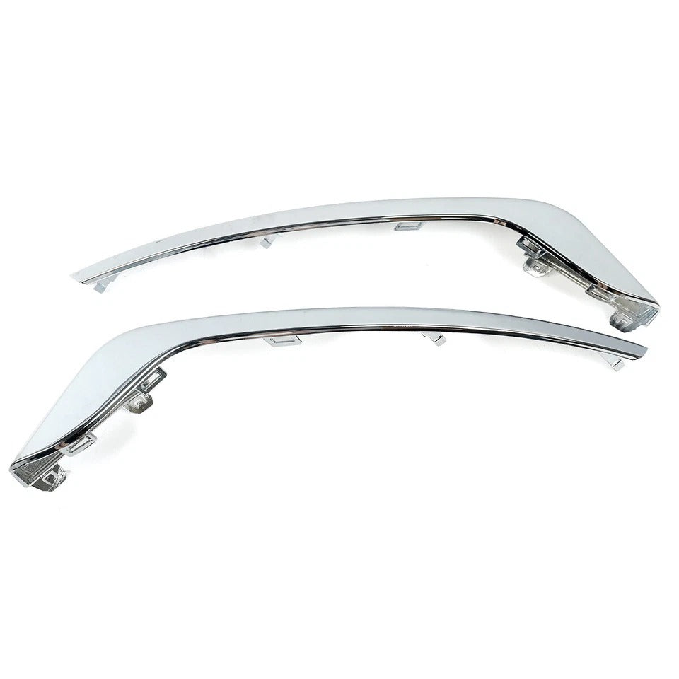 Pair LH RH For 2019-20 Ford Fusion Chrome Front Bumper Fog Light Lamp Strip Trim
