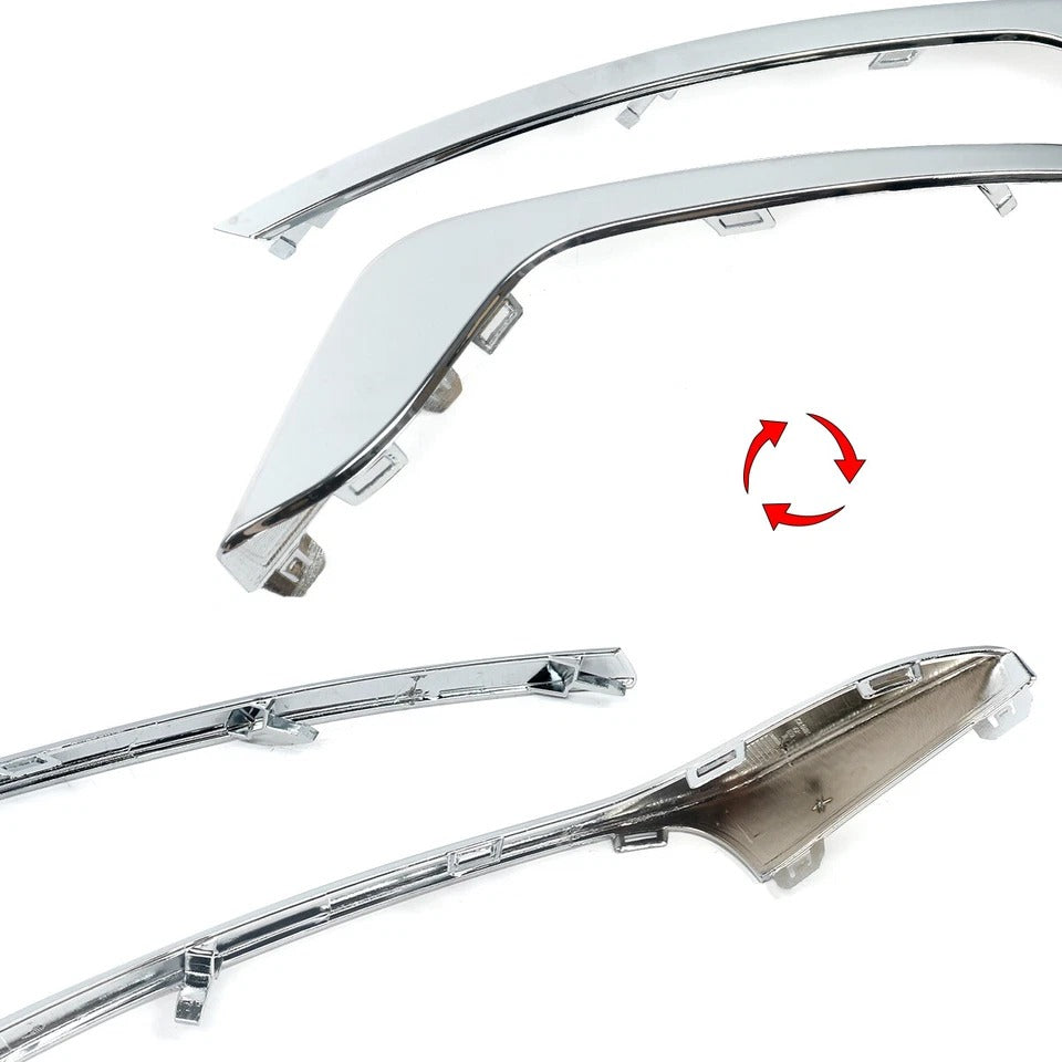 Pair LH RH For 2019-20 Ford Fusion Chrome Front Bumper Fog Light Lamp Strip Trim