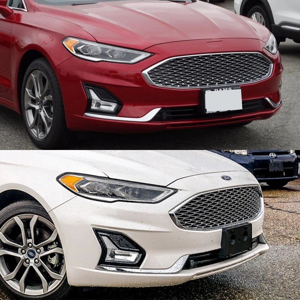 Pair LH RH For 2019-20 Ford Fusion Chrome Front Bumper Fog Light Lamp Strip Trim