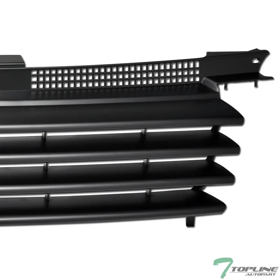 Topline For 1999-2005 Jetta Mk4 Horizontal Front Hood Bumper Grille - Matte Blk