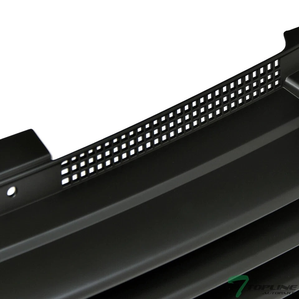 Topline For 1999-2005 Jetta Mk4 Horizontal Front Hood Bumper Grille - Matte Blk
