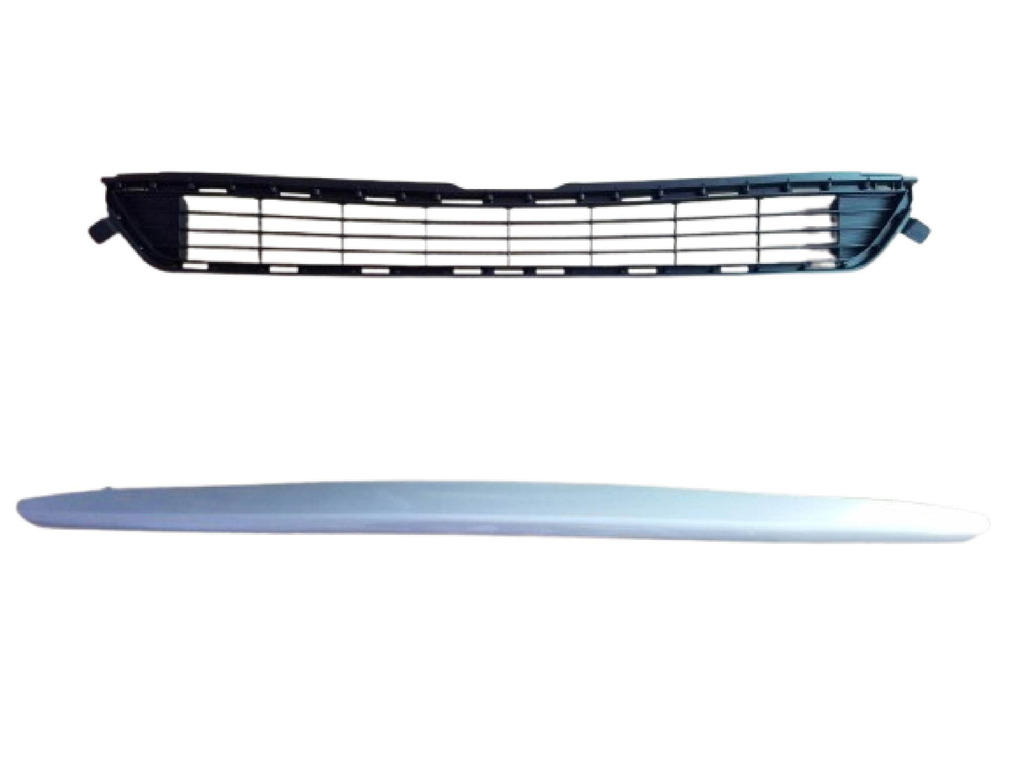 fits 2013-2015 RAV4 Front Bumper Center Grille & Silver Trim Molding NEW SET 2PC