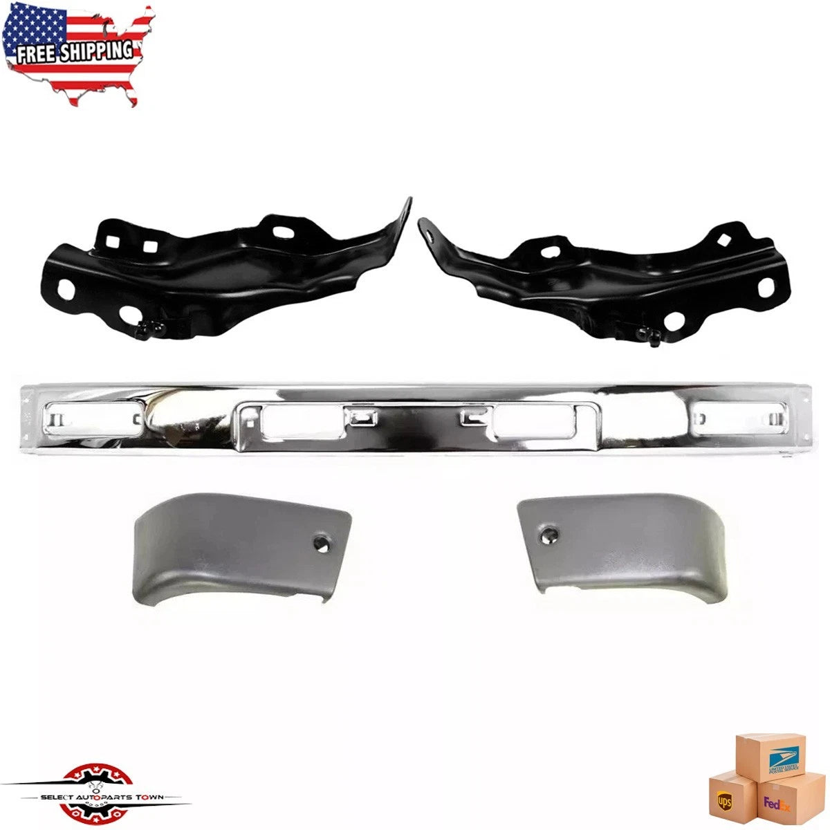 Fits 1984-1987 Toyota Pickup Front Chrome Bumper + Bumper Brackets + Bumper End
